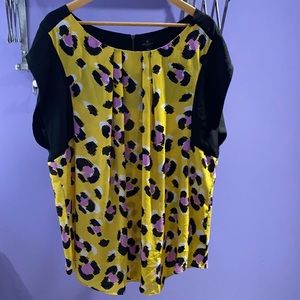 NWT Worthington Yellow/Purple leopard top 3X